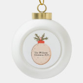 The Family Name Christmas 2025 Elegant Script セラミックボールオーナメント (正面)