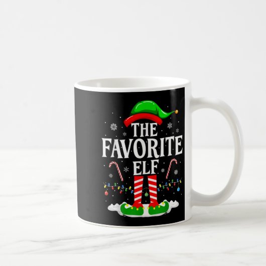 The Favorite Elf Funny Xmas Matching Family Christ コーヒーマグカップ (右)