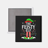 The Feisty Elf Xmas Funny Matching Family Group Ch マグネット (正面/裏面)