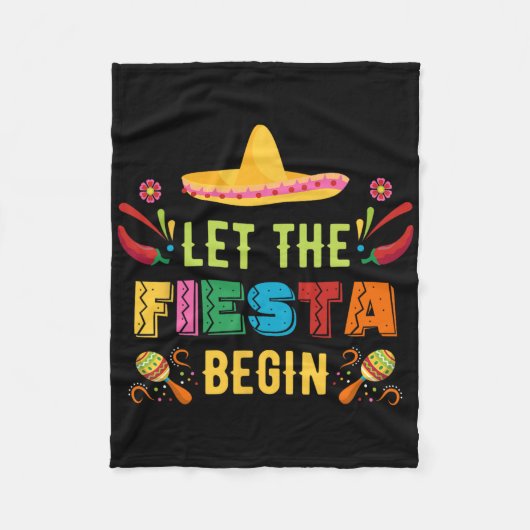 The Fiesta Begin おもしろい Cinco De Mayo Mexican P フリースブランケット (正面)