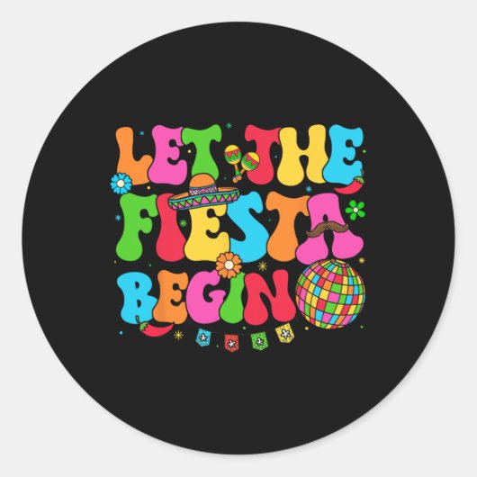 The Fiesta Begin おもしろい Cinco De Mayo Mexican V ラウンドシール (正面)