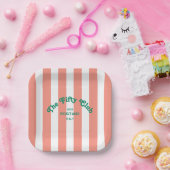 The Fifty Club Pink Cabana Stripe 50th Birthday  ペーパープレート (パーティー)