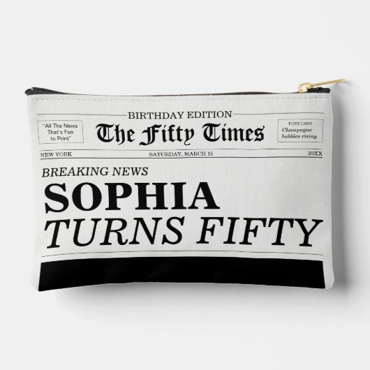 The Fifty Times Newspaper 50歳の誕生日パーティー アクセサリーポーチ (裏面)