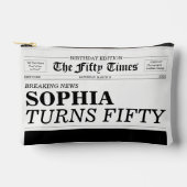 The Fifty Times Newspaper 50歳の誕生日パーティー アクセサリーポーチ (正面)