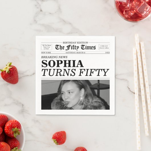 The Fifty Times Newspaper 50th Birthday スタンダードカクテルナプキン (インサイチュ)