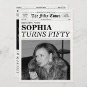 The Fifty Times Newspaper 50th Birthday Party 招待状 (正面/裏面)