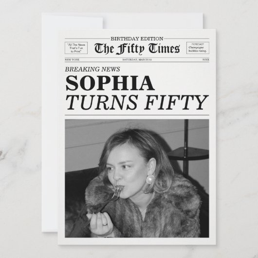 The Fifty Times Newspaper 50th Birthday Party 招待状 (正面)