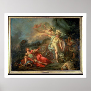 The fight between Mars and Minerva, 1771 (oil on c ポスター
