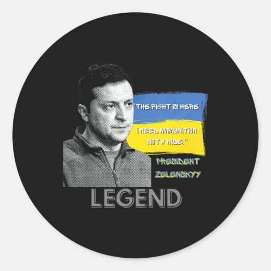 The Fight Is Here Ukraine President Zelensky Legen ラウンドシール (正面)