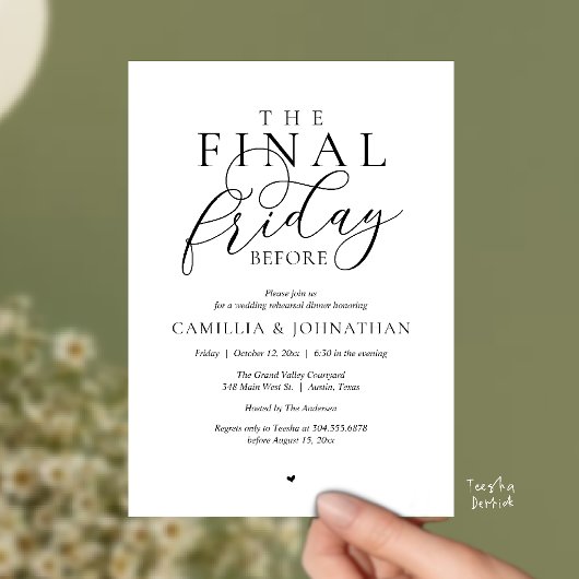 “The Final Friday Before” ロマンチックなリハーサルディナー 招待状