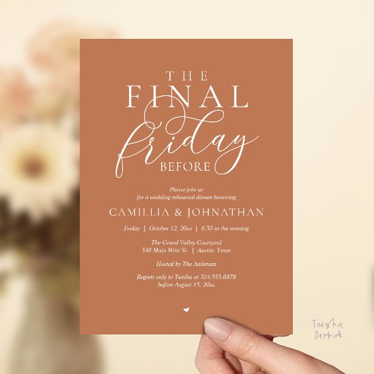 “The Final Friday Before” ロマンティックなリハーサルディナー 招待状