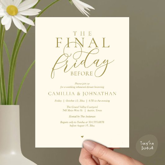 “The Final Friday Before” ロマンティックなリハーサルディナー 招待状