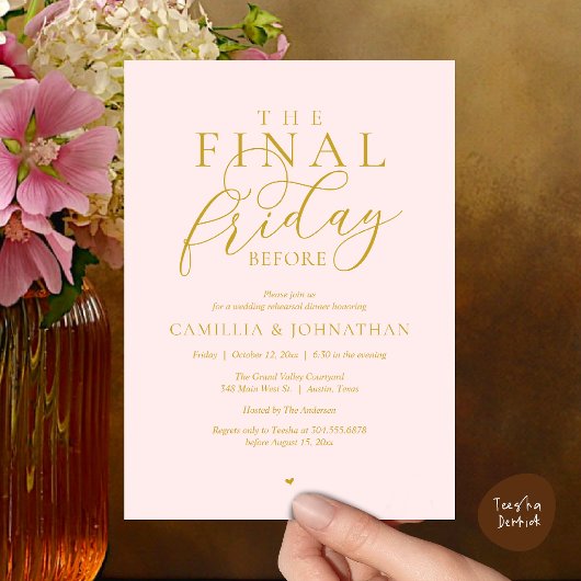 “The Final Friday Before” ロマンティックなリハーサルディナー 招待状