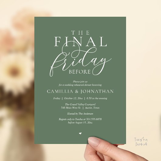 “The Final Friday Before” ロマンティックなリハーサルディナー 招待状