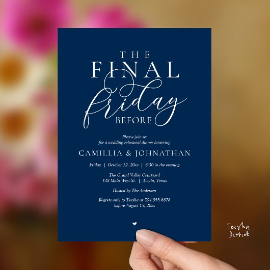 “The Final Friday Before” ロマンティックなリハーサルディナー 招待状