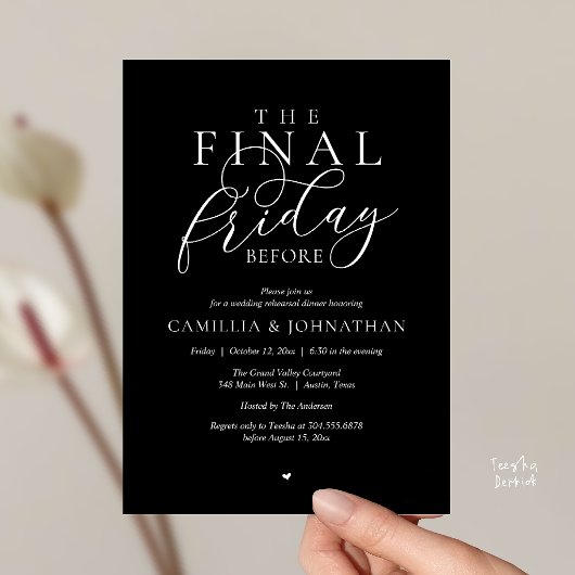 “The Final Friday Before” ロマンティックなリハーサルディナー 招待状