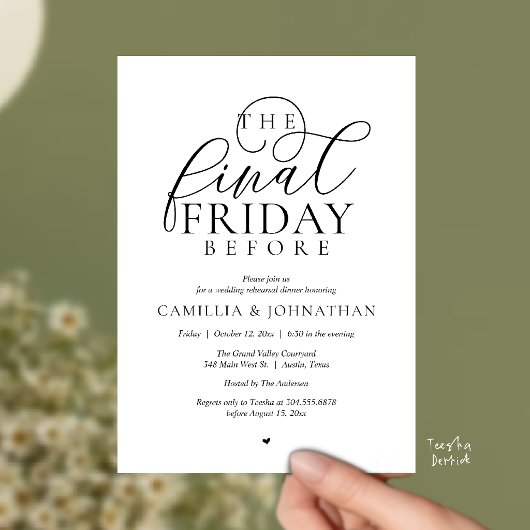 “The Final Friday Before” ロマンティックなリハーサルディナー 招待状