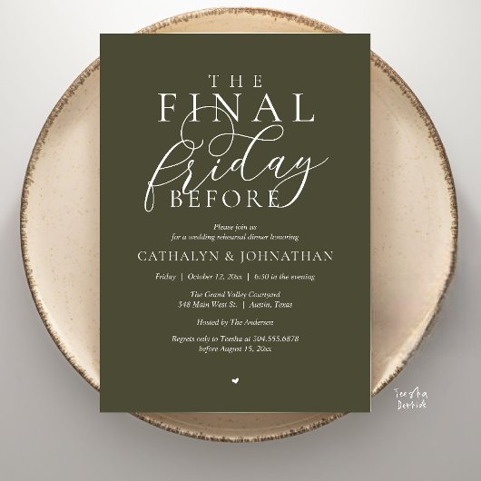 “The Final Friday Before” 高級リハーサルディナー 招待状