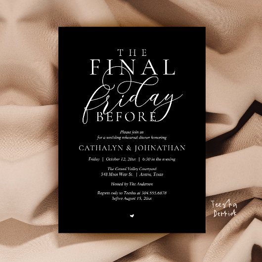 “The Final Friday Before” 高級リハーサルディナー 招待状
