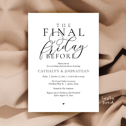 “The Final Friday Before” 高級リハーサルディナー 招待状