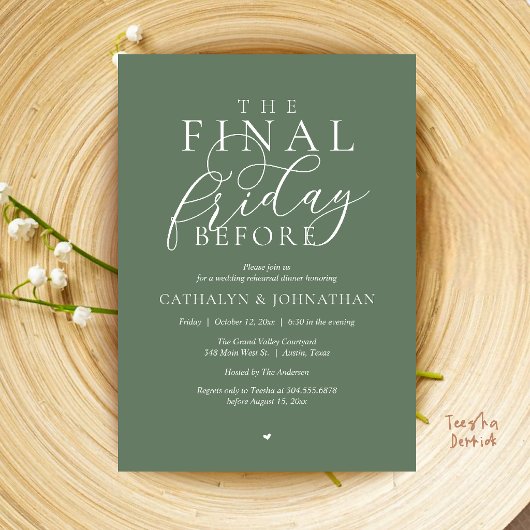 “The Final Friday Before” 高級リハーサルディナー 招待状