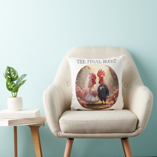 The Final Roost – Cute Rooster Wedding Bachelorett クッション (椅子)