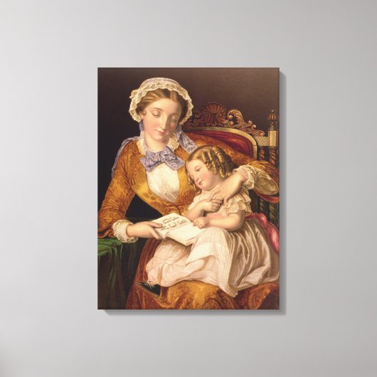 The First Lesson, pub. by Baxter, 1855 (プリント) キャンバスプリント (正面)