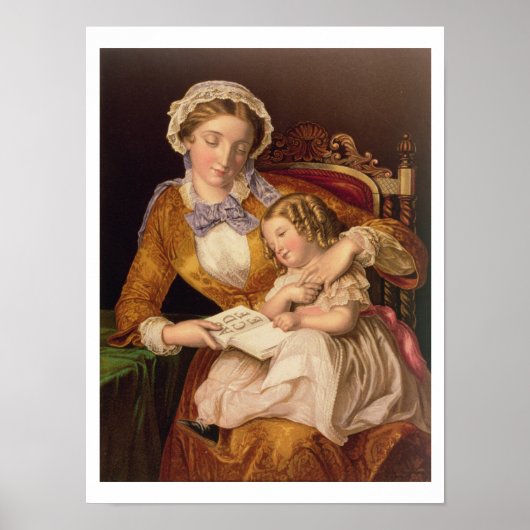 The First Lesson, pub. by Baxter, 1855 (プリント) ポスター (正面)