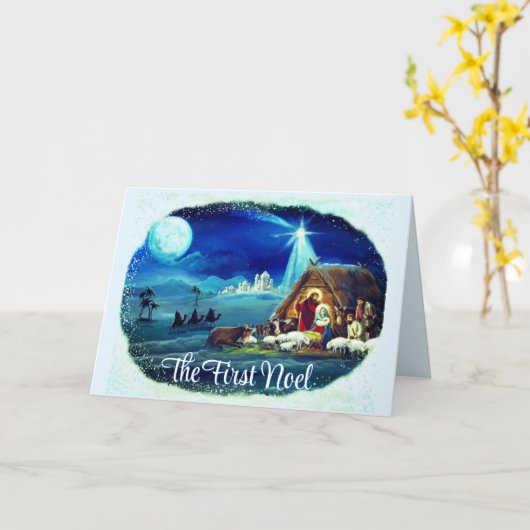 The First Noel Christian Christmas Card カード (黄色い花)