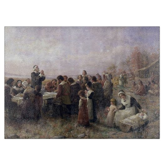 The First Thanksgiving at Plymouth by Brownscombe カッティングボード (正面)