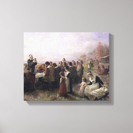The First Thanksgiving at Plymouth by Brownscombe キャンバスプリント (正面)