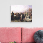 The First Thanksgiving at Plymouth by Brownscombe キャンバスプリント (インサイチュ (リビング))