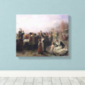 The First Thanksgiving at Plymouth by Brownscombe キャンバスプリント (インサイチュ (ウッドフロア))