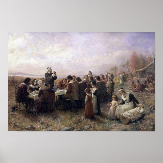 The First Thanksgiving at Plymouth by Brownscombe ポスター (正面)