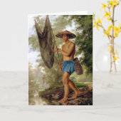 The Fisher from Sacag Fine Art Greetings Card カード (黄色い花)