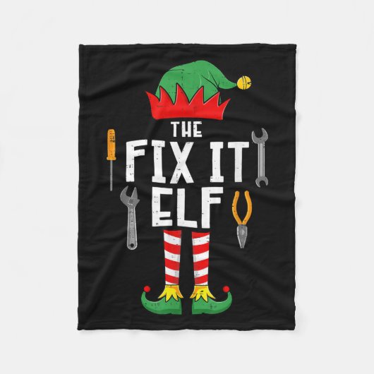 The Fix It Elf Christmas Family Matching Xmas Grou フリースブランケット (正面)