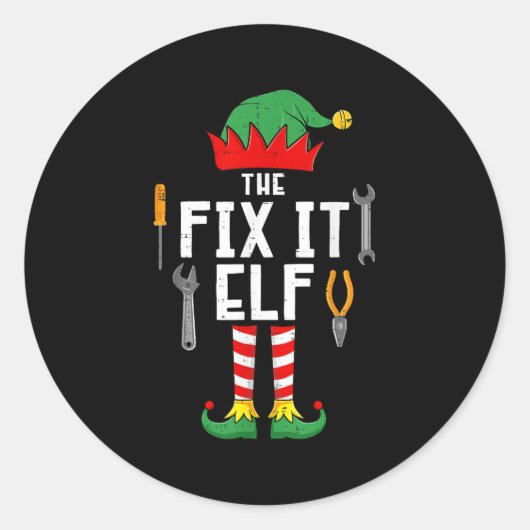 The Fix It Elf Christmas Family Matching Xmas Grou ラウンドシール (正面)