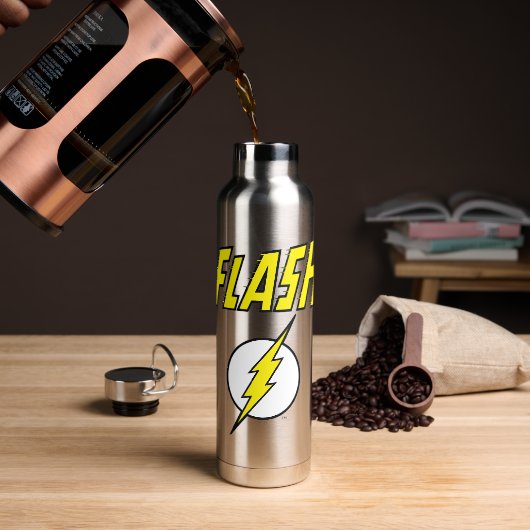 The Flash Name & Lightning Bolt Logo ウォーターボトル (コーヒー)