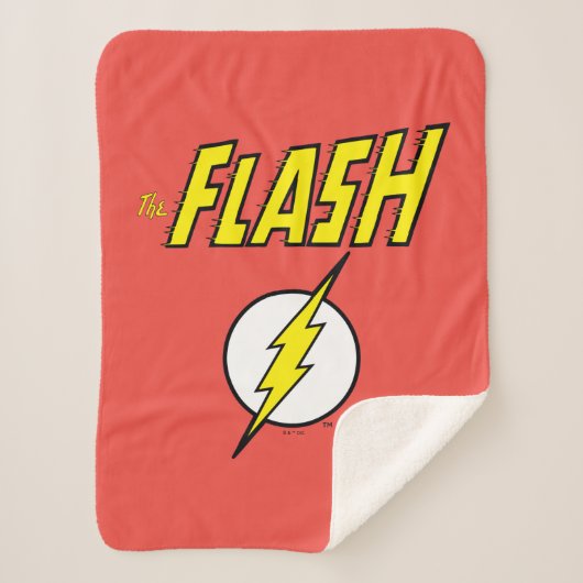 The Flash Name & Lightning Bolt Logo シェルパブランケット (正面)