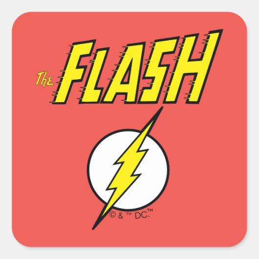 The Flash Name & Lightning Bolt Logo スクエアシール (正面)