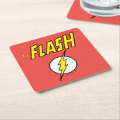 The Flash Name & Lightning Bolt Logo スクエアペーパーコースター (アングル)