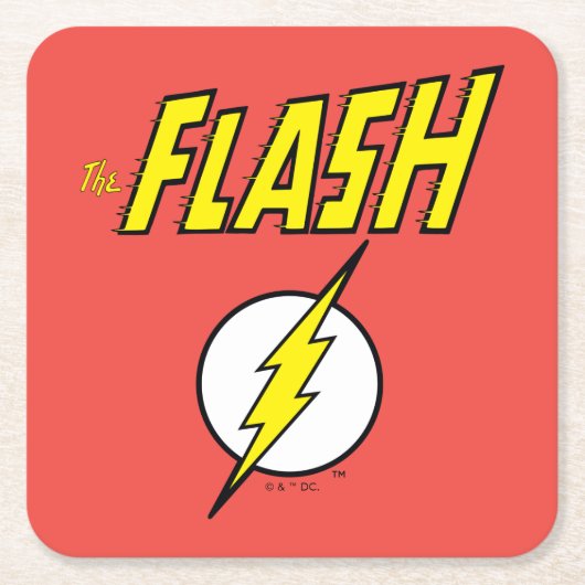 The Flash Name & Lightning Bolt Logo スクエアペーパーコースター (正面)