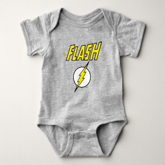 The Flash Name & Lightning Bolt Logo ベビーボディスーツ (正面)