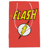 The Flash Name & Lightning Bolt Logo ミディアムペーパーバッグ (正面)