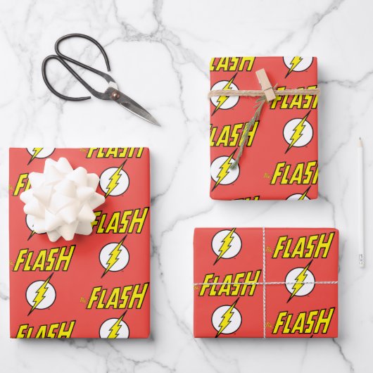 The Flash Name & Lightning Bolt Logo ラッピングペーパーシート (正面)