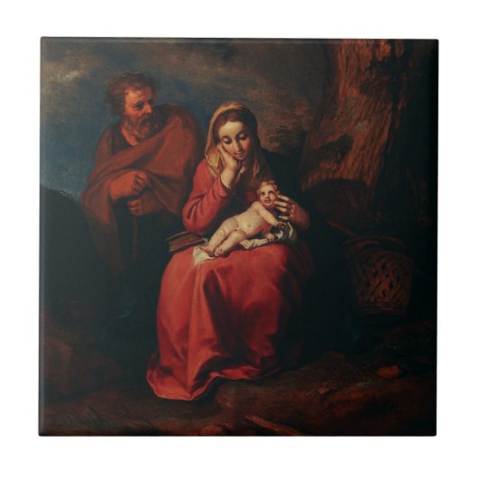The Flight into Egypt by Abraham Bloemaert  タイル (正面)