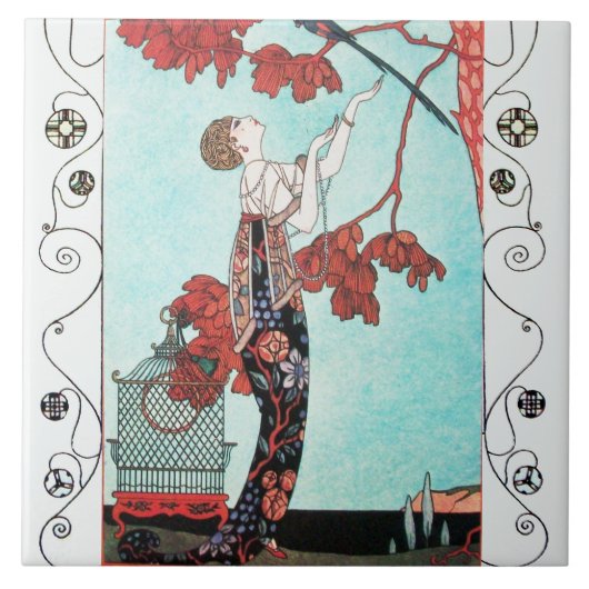 THE FLIGHTY BIRD ,BEAUTY FASHION/ Geometric Swirls タイル (正面)