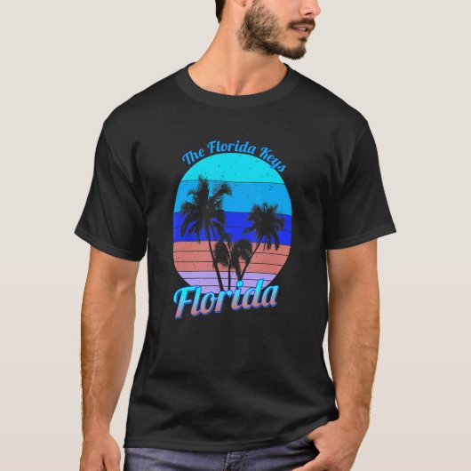 The Florida Keys Florida Retro Tropical Palm Trees Tシャツ (正面)