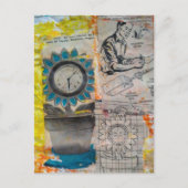 The Flower Clock Mixed Media Collage ポストカード (正面)