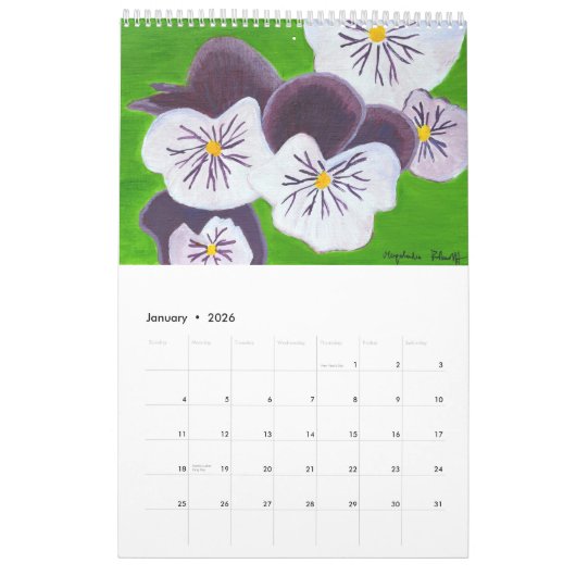 The Flower Year Calendar カレンダー (1月 2026)